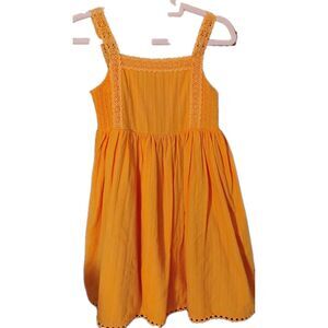 Joie Girls Orange Summer Dress Size 12 (11-12 Yrs) Cotton Smocked & Lace